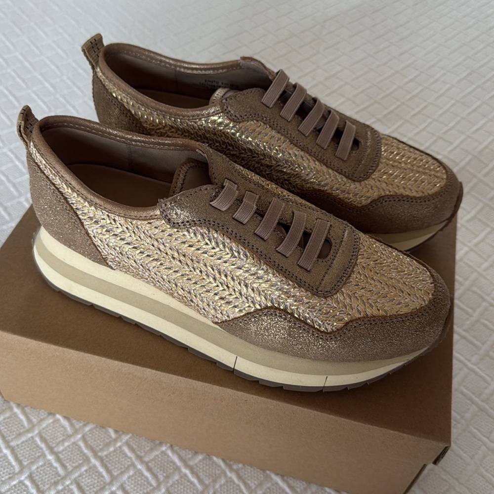 Naked Feet Kinetic Gold Raffia Platform Sneakers - Picture 7 of 7